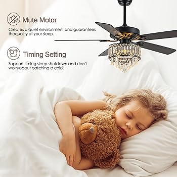 ♡ FANTASTICS 52In Retro Crystal Ceiling Fan, 3-Speed Industrial Ceiling